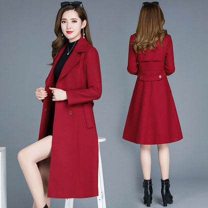 Thickened Woolen Coat Women's Mid-length